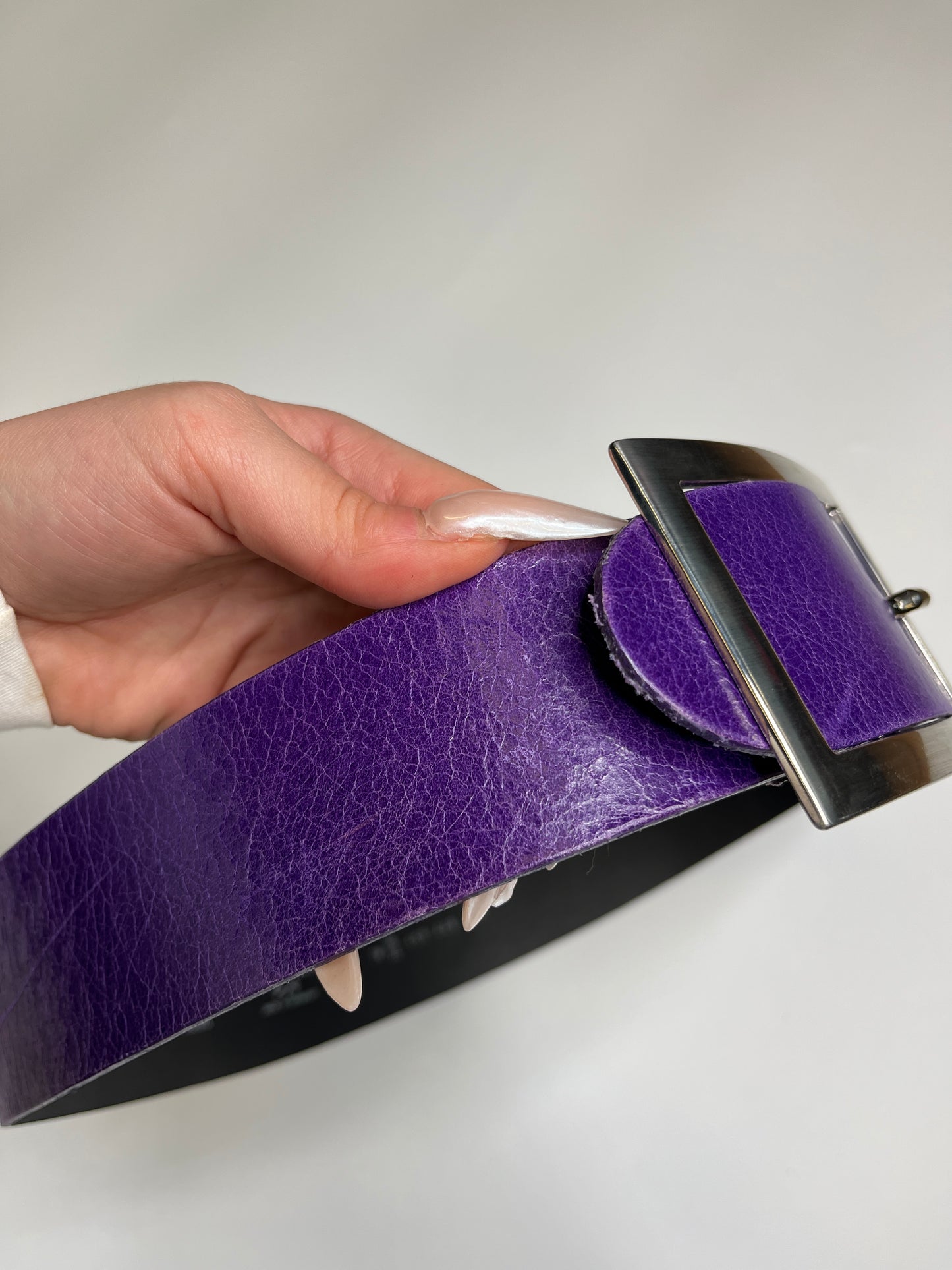 VANZETTI REAL LEATHER BELT PURPLE/SILVER