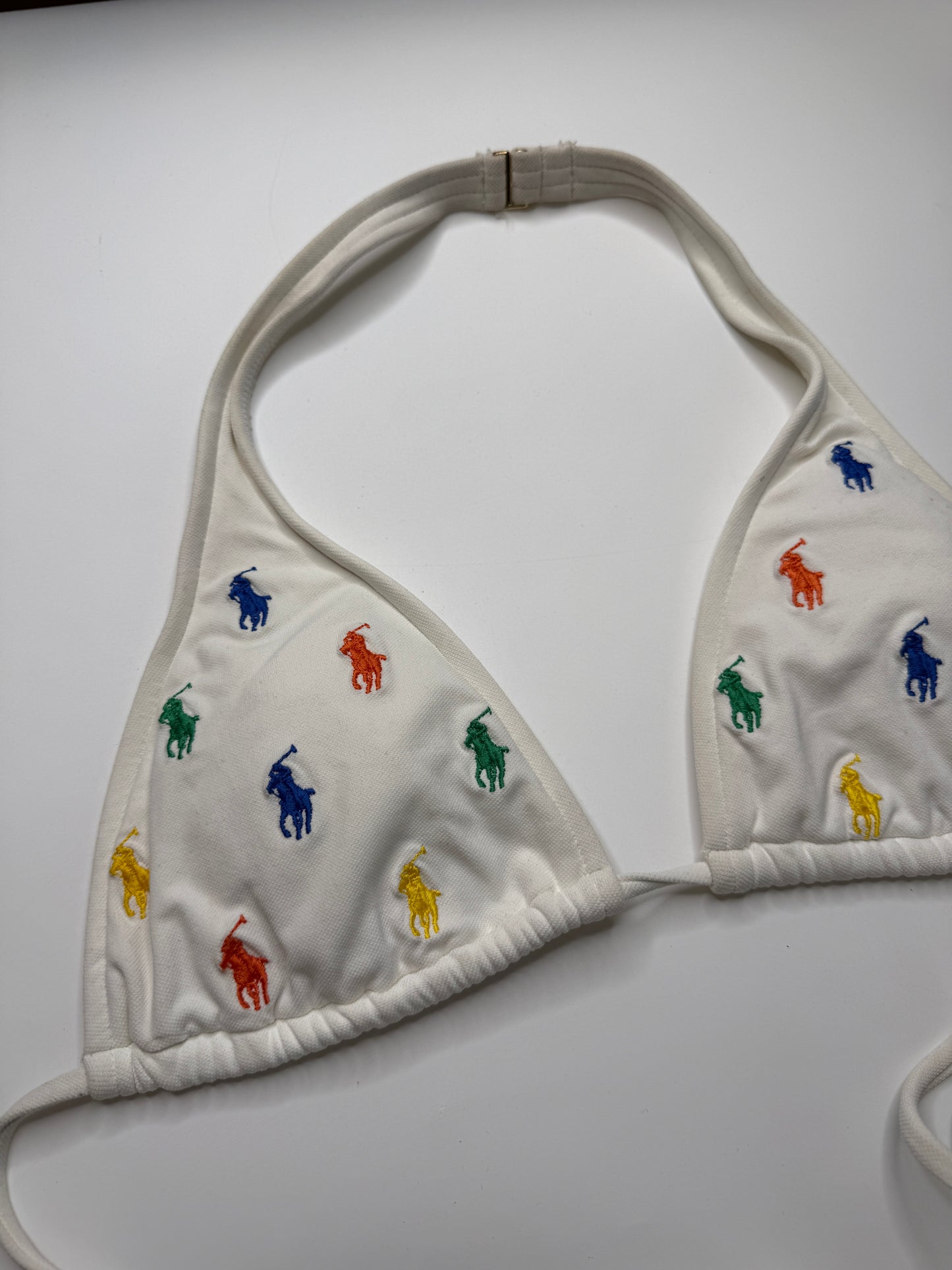 RALPH LAUREN BIKINI TOP – WHITE MULTICOLOR PONY (S)