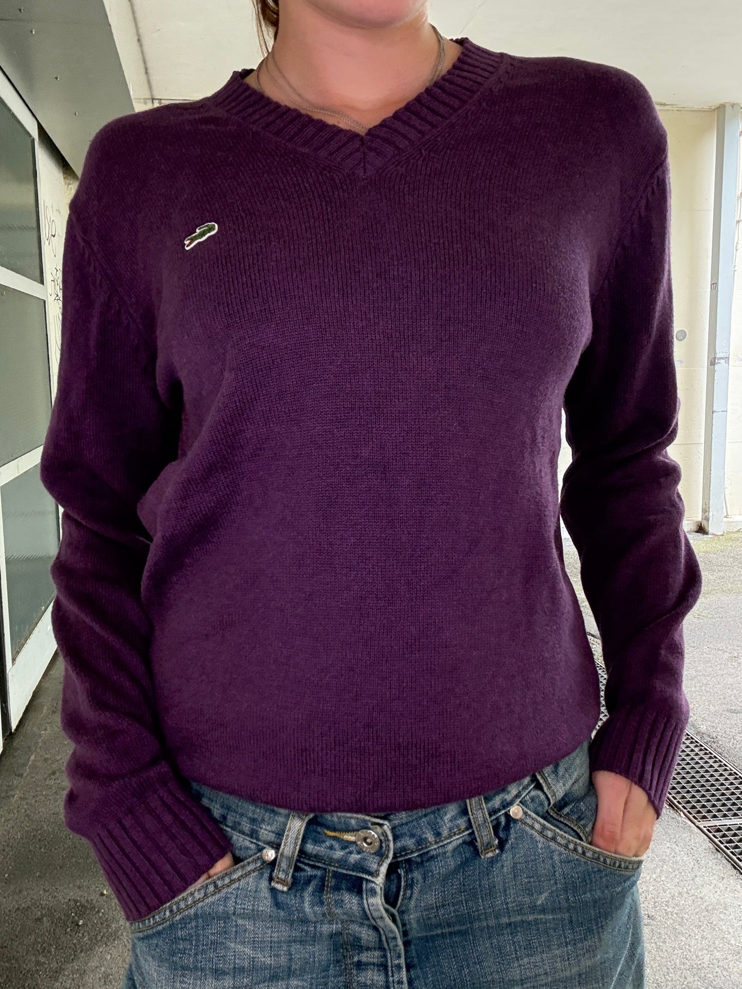 PURPLE LACOSTE KNIT SWEATER (~M)