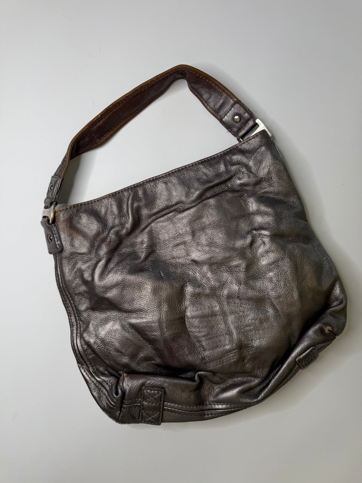 MICHAEL KORS LEATHER MESSENGER BAG CHROME