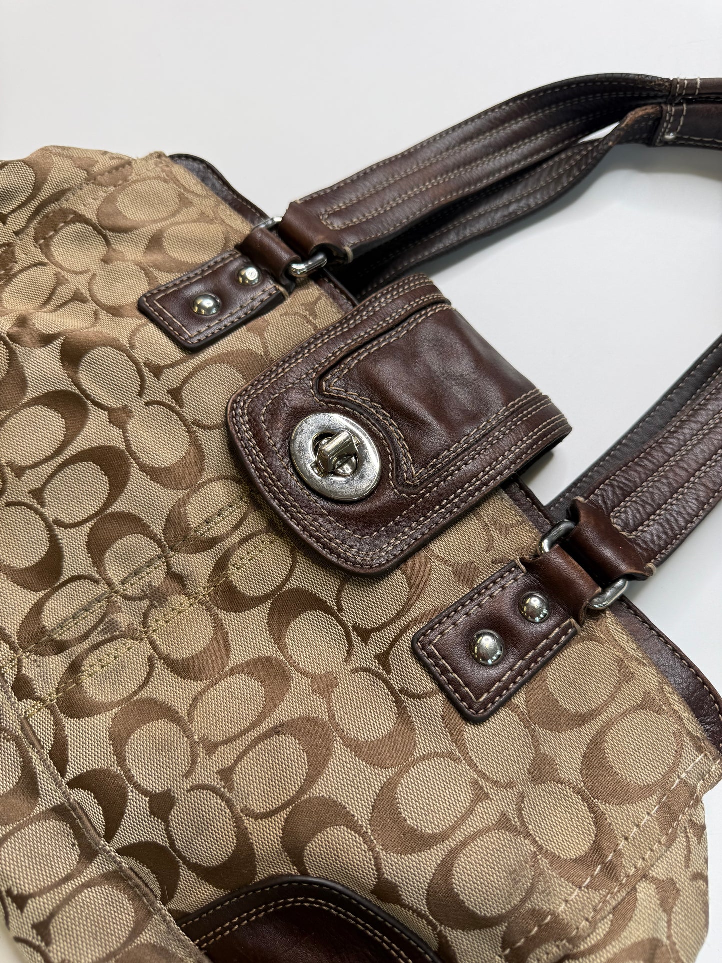 COACH VINTAGE SIGNATURE CANVAS SATCHEL BAG