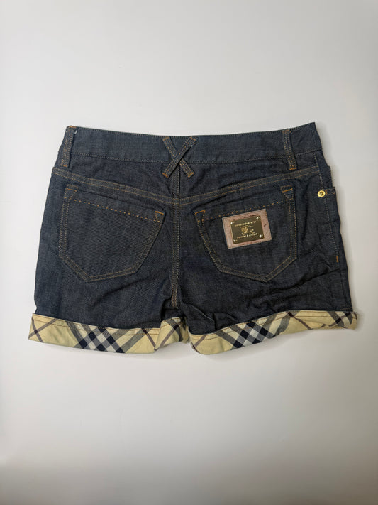 BURBERRY VINTAGE BLUE LABEL NOVA CHECK DENIM SHORTS