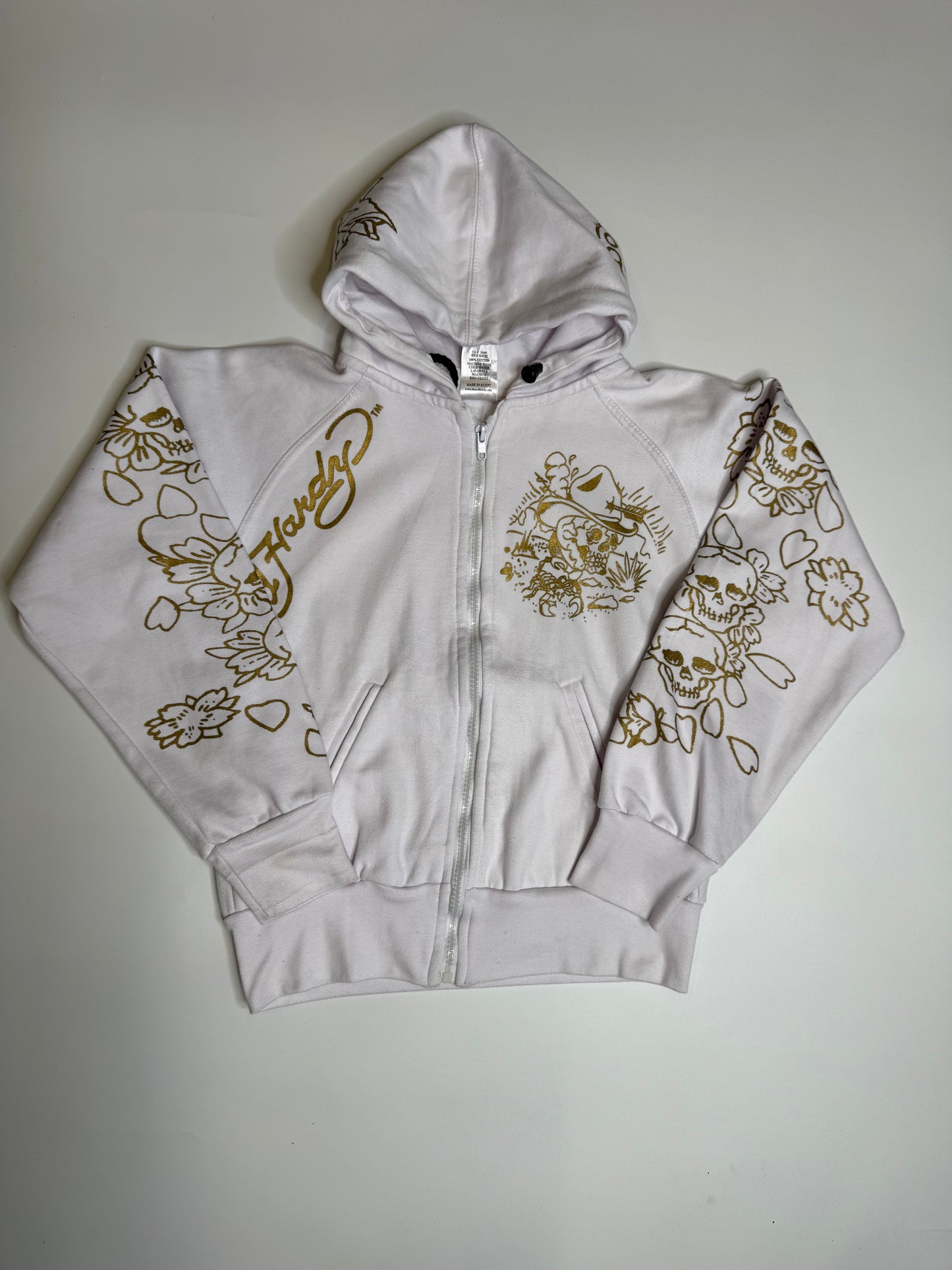 RARE VINTAGE ED HARDY "DANGEROUS" ZIP HOODIE (XS)