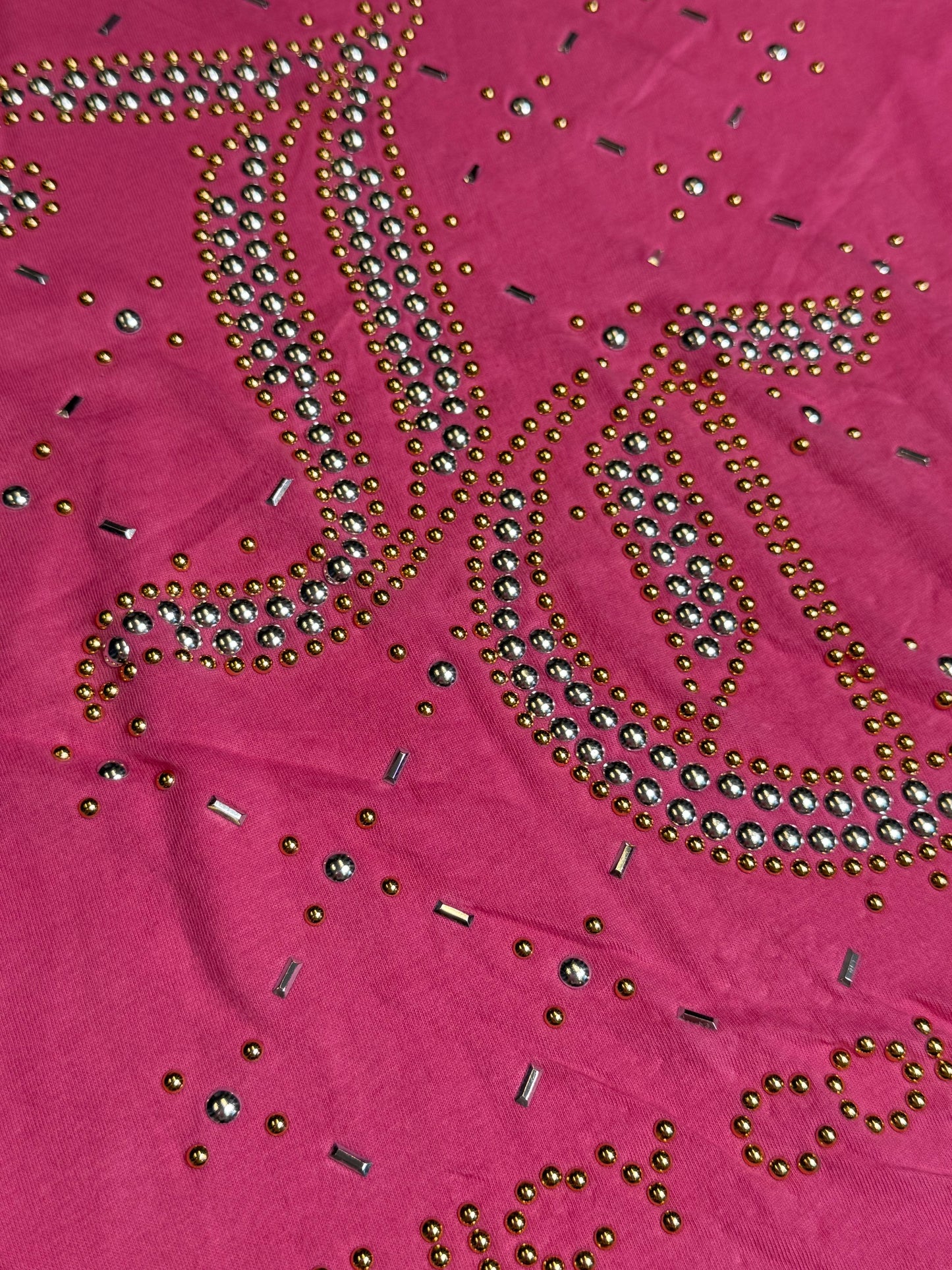 VINTAGE PINK JUICY COUTURE SILVER/GOLD GEMS SHIRT (S)