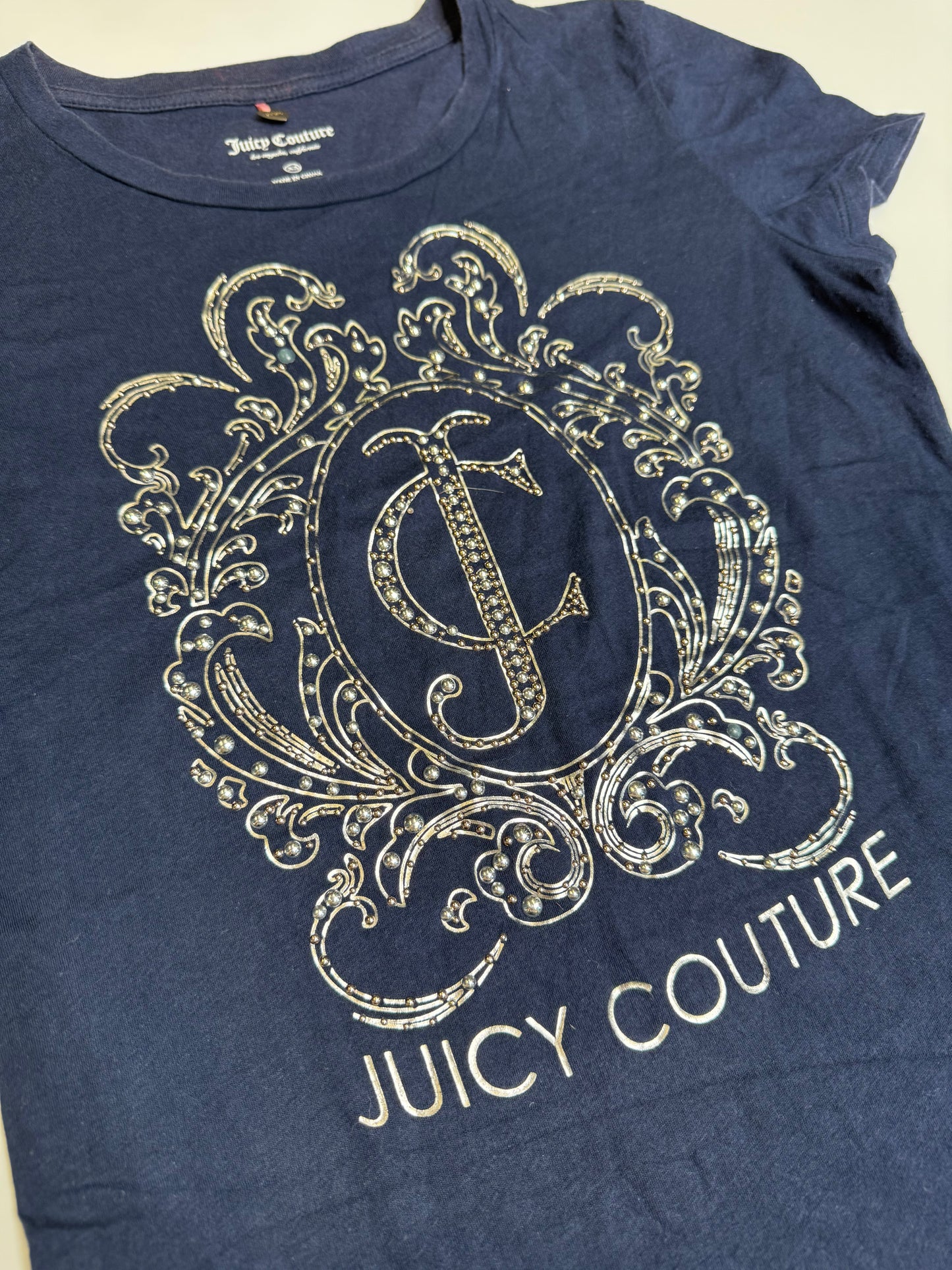 VINTAGE JUICY COUTURE SILVER GEMS SHIRT (XS)
