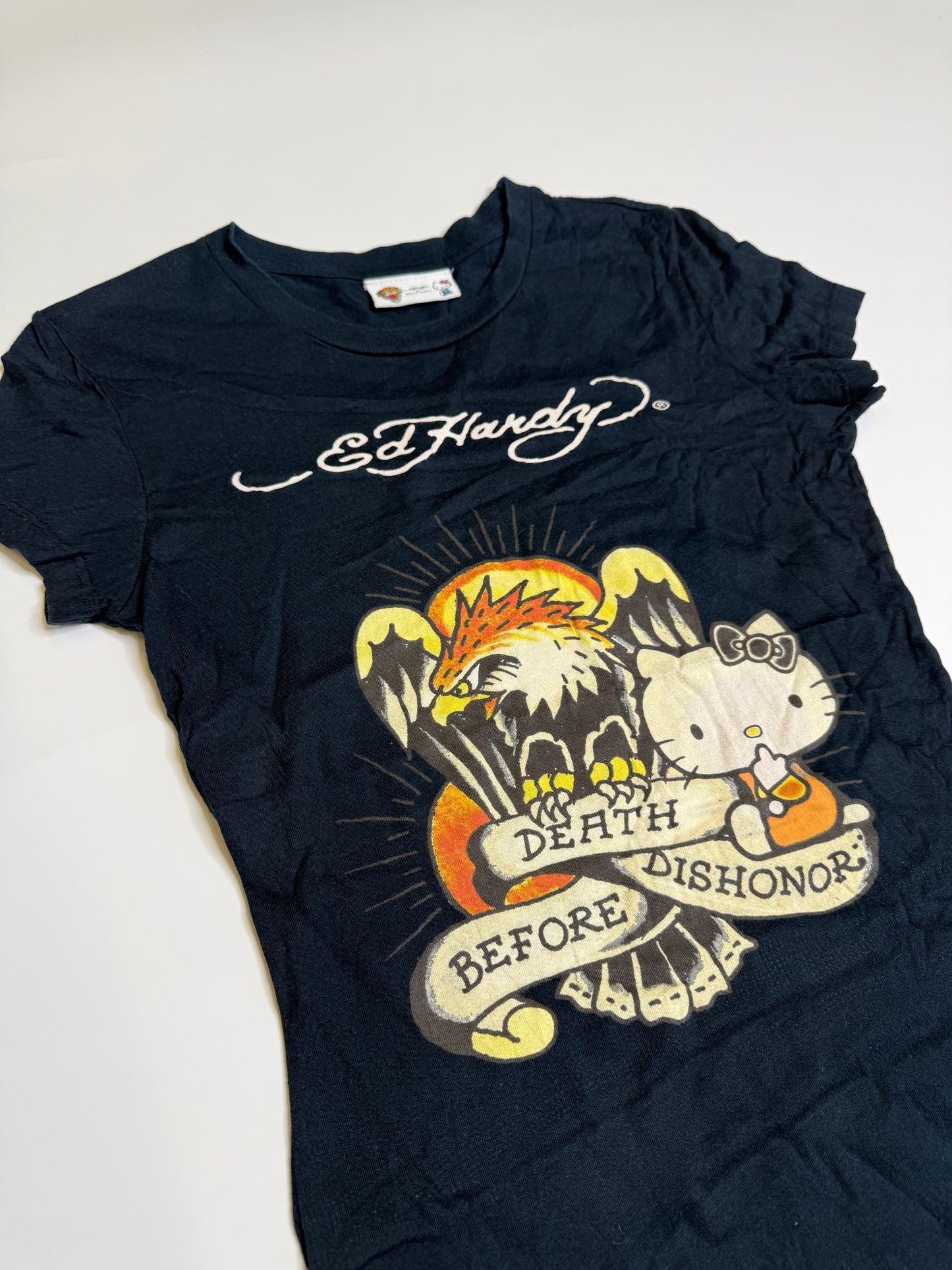 RARE VINTAGE ED HARDY x HELLO KITTY SHIRT(XS)
